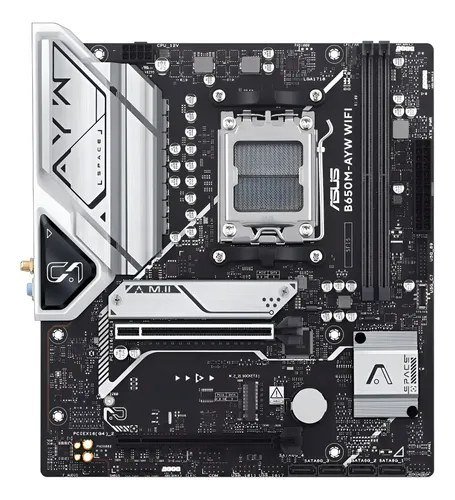 Placa Mãe Asus B650m Ayw Wi-fi B650 Amd Am5 Ddr5 Matx Preto Cinza-escuro