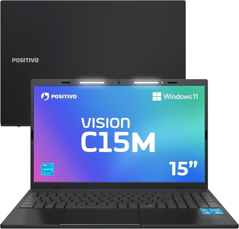 Notebook Positivo Vision C15m Intel Celeron N4500 Windows 11 Home 4Gb Ram 128Gb eMMC Tela 15" Full Hd Ips Antirreflexo Minitela e Tecla Copilot Cinza