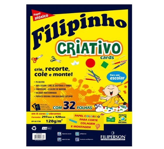 Bloco para Educação Artística Filipin.Criat.8Cor.A3.120G.32F-Envelope 67105