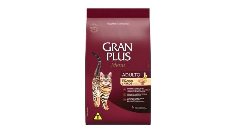 Ração para Gatos Adultos de Frango e Arroz Granplus, 10 1kg