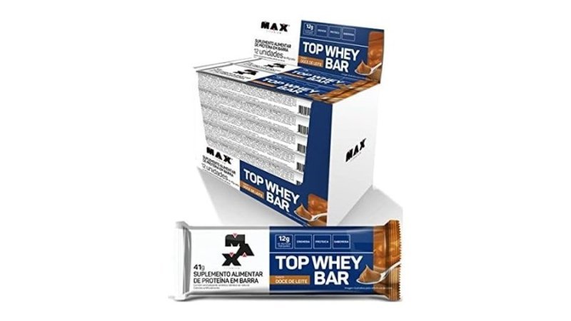 Max Titanium Top Whey Bar 12 Unidades De 41G (Doce De Leite)