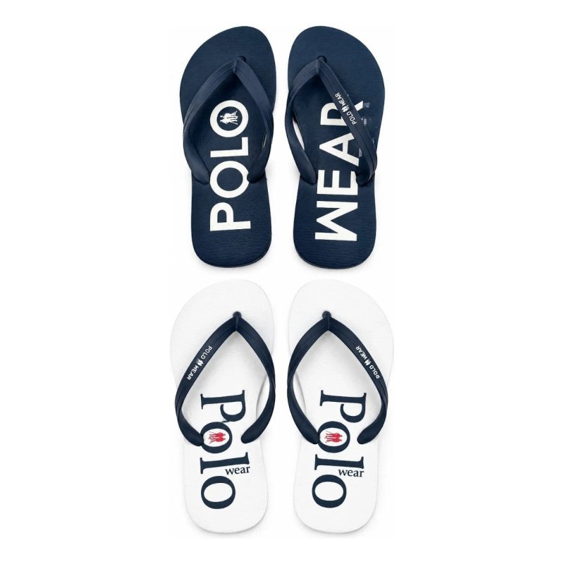 Kit 2 Chinelos Estampados Polo Wear Branco-marinho