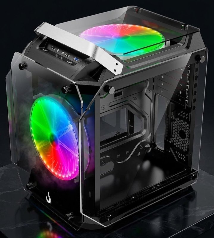 Gabinete Gamer Rise Mode Zeus Glass 02, Mid Tower, ARGB, Frontal e Lateral em Vidro, 2 Fans 200mm ARGB, Preto - RM-CA-ZE-02-ARGB