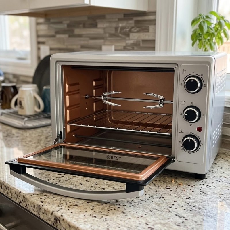 BEST Forno Elétrico 50L, Preto/Branco, 1800W 220V