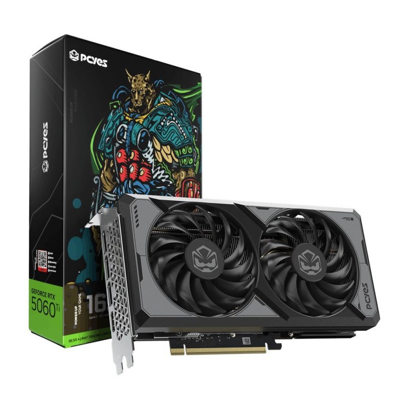 Placa de Video NVIDIA GeForce RTX 5060 Ti 16GB GDDR7 128BITS Dual Fan PVRTX5060TIB2F16G - PCYES
