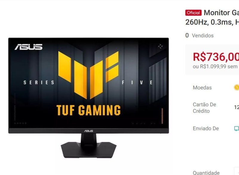 Monitor Gamer ASUS TUF Gaming Series 5, 27", Full HD, Fast IPS, 260Hz, 0.3ms
