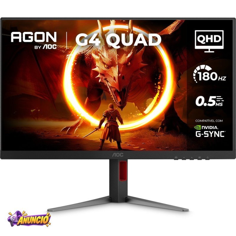 Monitor Gamer AOC AGON QUAD 27" QHD 180Hz 0,5ms IPS HDR10 Base Ajustável Q27G4F