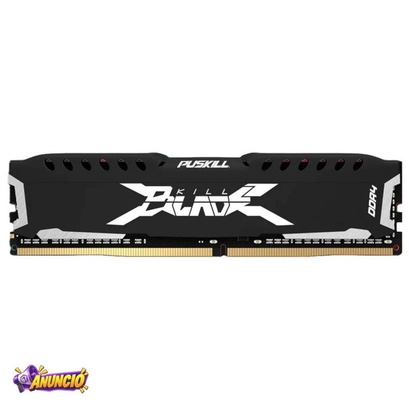 Memória DDR4 Puskill Killblade, 8GB, 3200MHz, Preta, PSK-D4D16M3200B-8GB