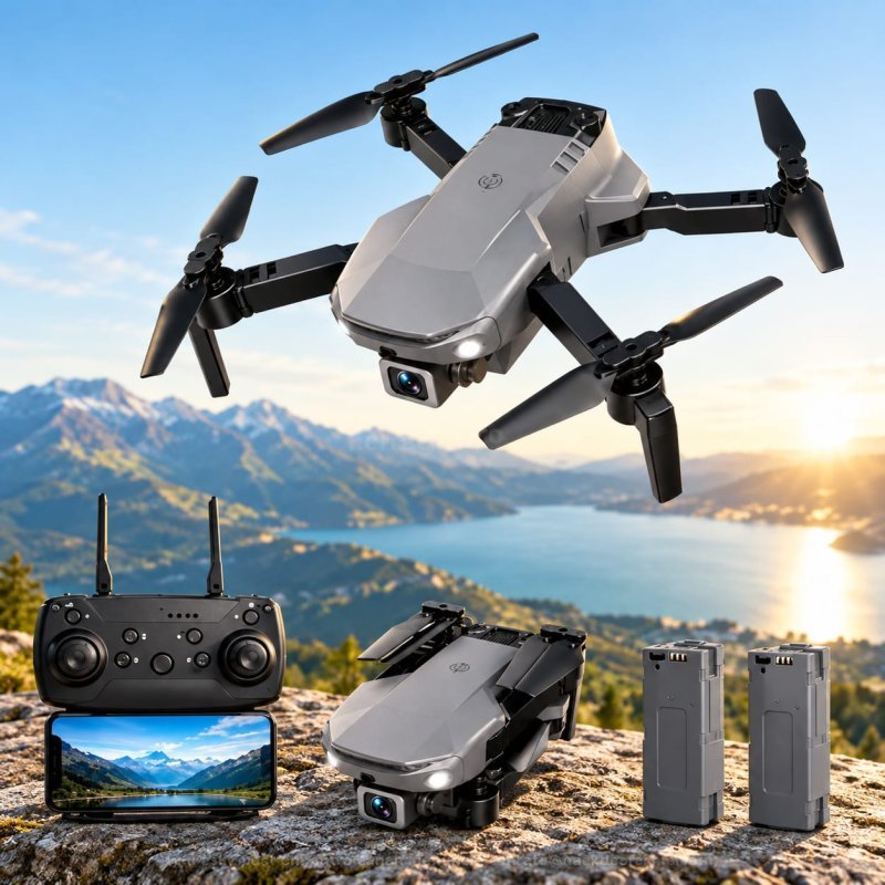 Mini Drone Pro Dobrável Wi-Fi FPV com Câmera e 2 Baterias