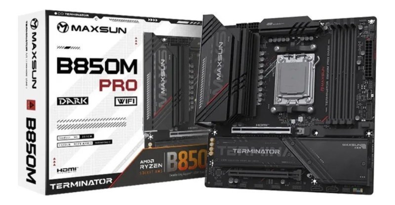 Placa Mãe Maxsun Terminator B850m Pro Dark Wifi, Am5, Matx