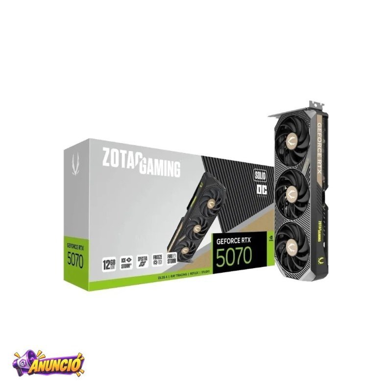 Placa De Video Nvidia Zotac Rtx 5070 12GB Gaming Solid Oc Gddr7 192Bits Zotac Zt B50700J 10P