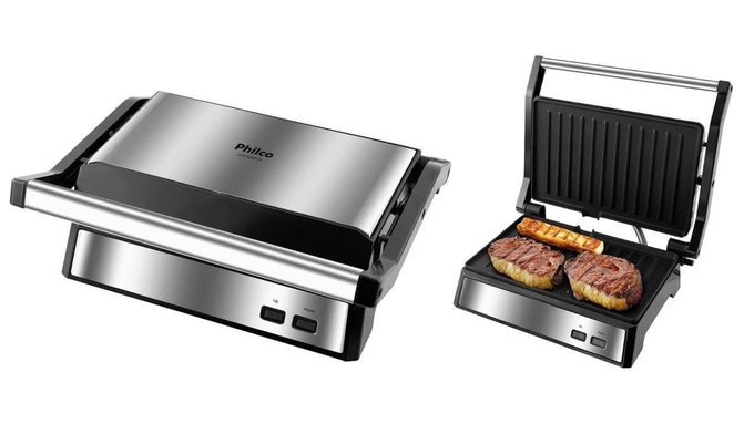 Grill e Sanduicheira Philco Inox 1000W 220V com Frete Grátis