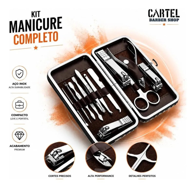 Kit Cortador De Unha Portátil Estojo Alicate Manicure 12 Pç