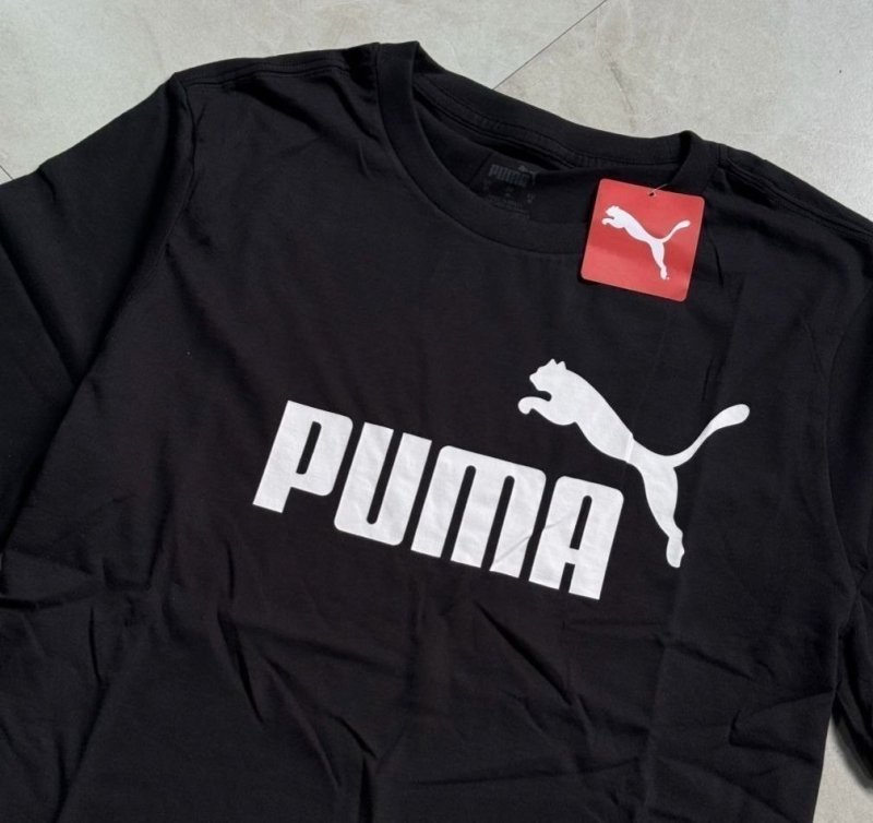 Camiseta Masculina Ess Logo Tee Puma Puma Black Liso