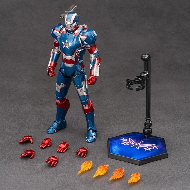 HiPlay Conjunto completo de bonecos colecionáveis da ZD Toys: Série de aniversário Versão não luminosa: War Machine Patriot 1.0