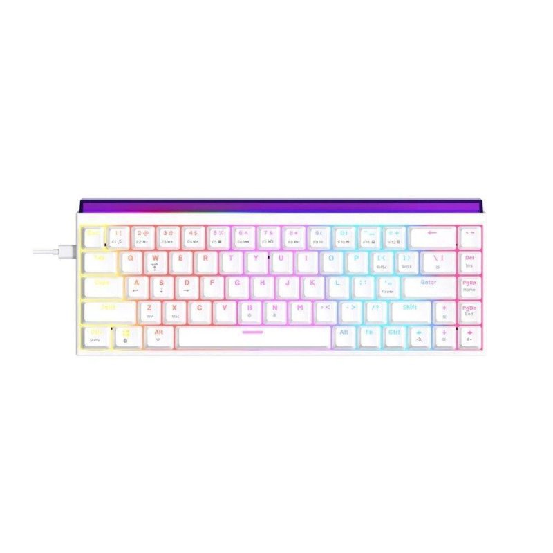 Teclado Mecânico Gamer AJAZZ NK68, RGB, Switch Red, Keycaps PBT, Hotswap, Branco