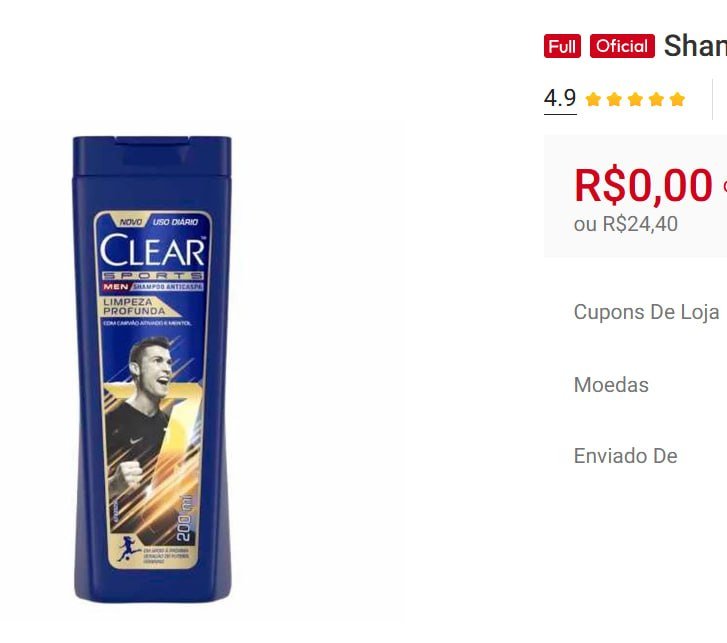 Shampoo Anticaspa ClearTom Men Limpeza Profunda 200Ml