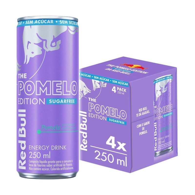 Pack de 4 latas Red Bull Energético, Pomelo, Sem Açúcar, 250ml