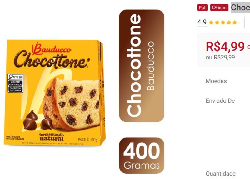 Chocottone com Gotas de Chocolate 400g Bauducco
