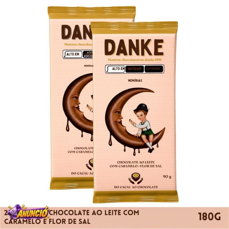 Kit 2un Chocolate Danke ao Leite Caramelo e Flor de Sal 90g