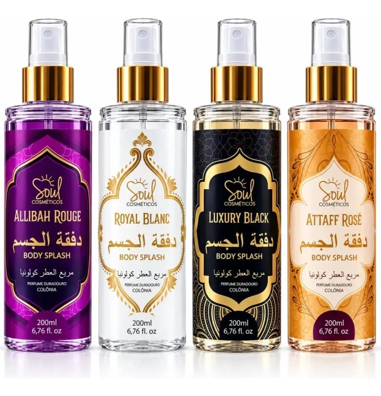 Body Splash Arabe C/4un 200ml Perfume Feminino de Luxo Alta Concentração