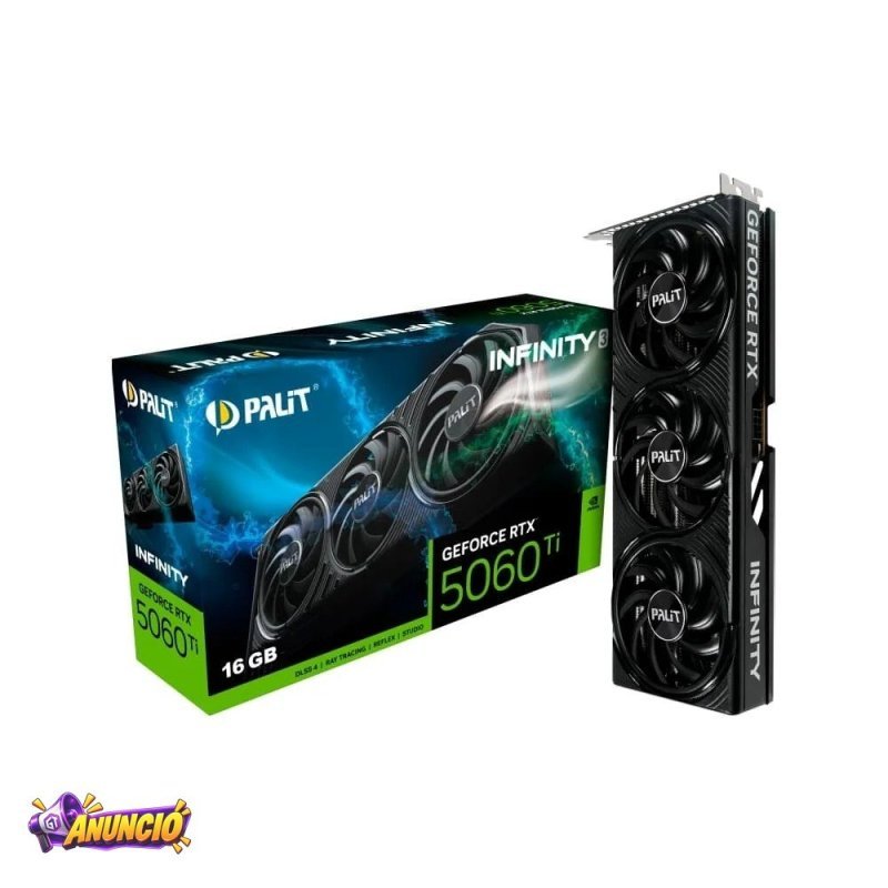 Placa De Video Palit Geforce RTX 5060 Ti Infinity 3 Nvidia Geforce 16GB Gddr7 128Bit Fp4 E Dlss 4 Ray Tracing Ne7506T019T1 Gb2061S
